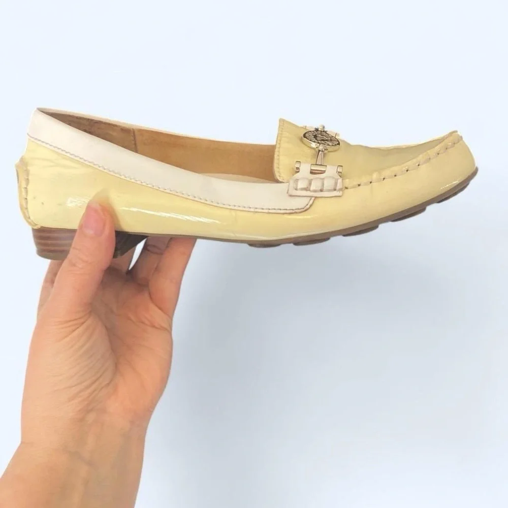 Anne Klein Yellow Flats with Classic Moccasin Design and gold emblem 6 - Picture 2 of 7
